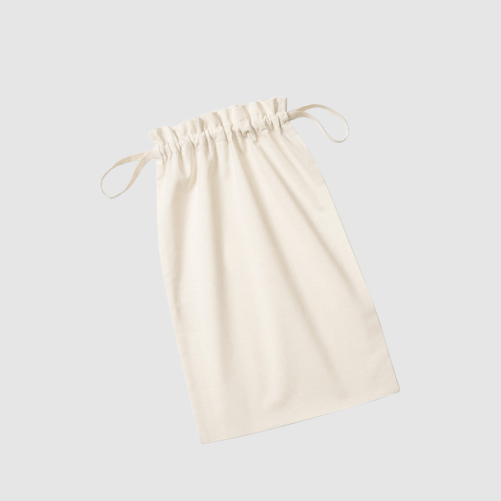 Custom organic drawstring bag, made from 100% organic cotton canvas