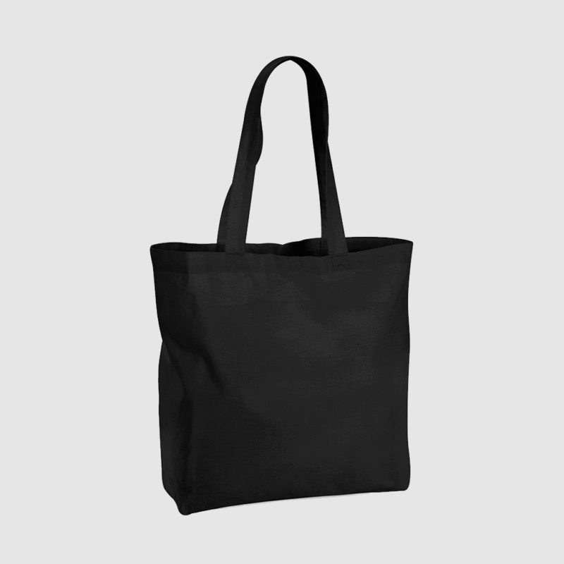 Custom black tote bag made from woven cotton