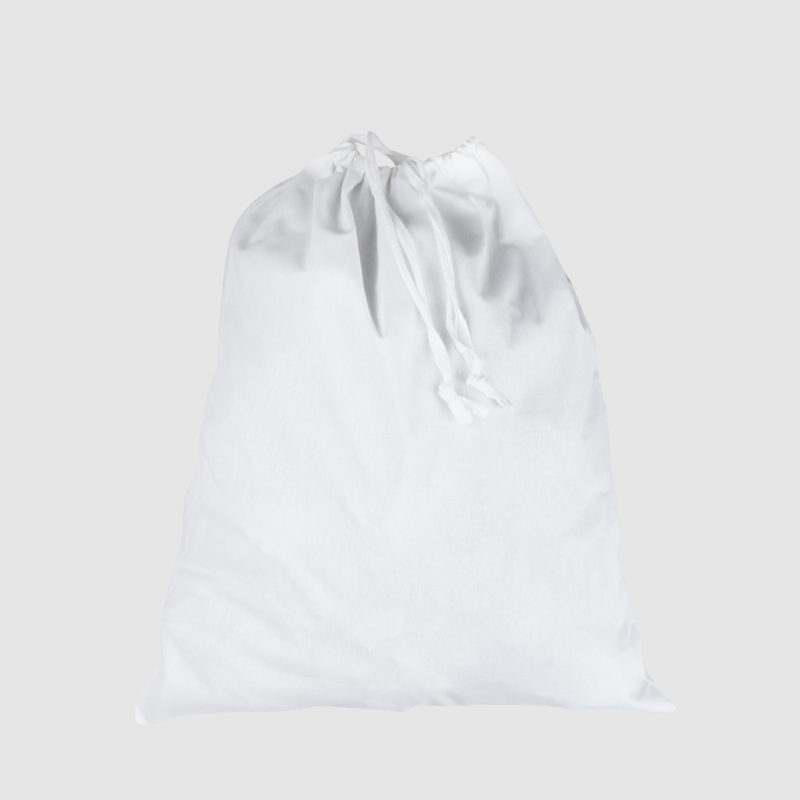 Custom laundry drawstring bag, with draw cords available and a soft fabric