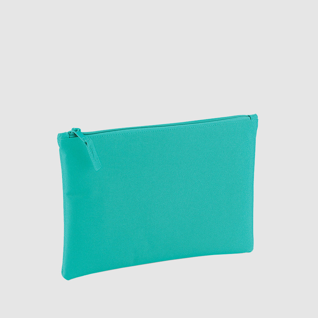 Custom polyester pouch, in blue with blue embroidery