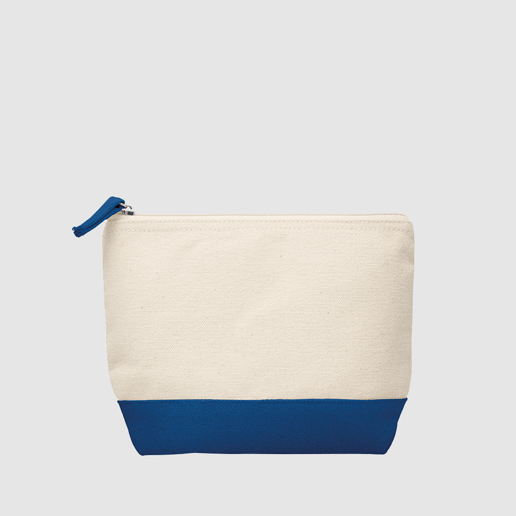 Custom cotton zip bag with contrast base, various colourway options are available