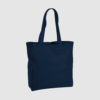 Custom organic gusset tote bag with short handles and black embroidery, made from organic cotton
