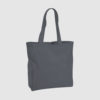 Custom organic gusset tote bag with short handles and black embroidery, made from organic cotton
