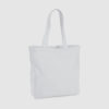 Custom organic gusset tote bag with short handles and black embroidery, made from organic cotton