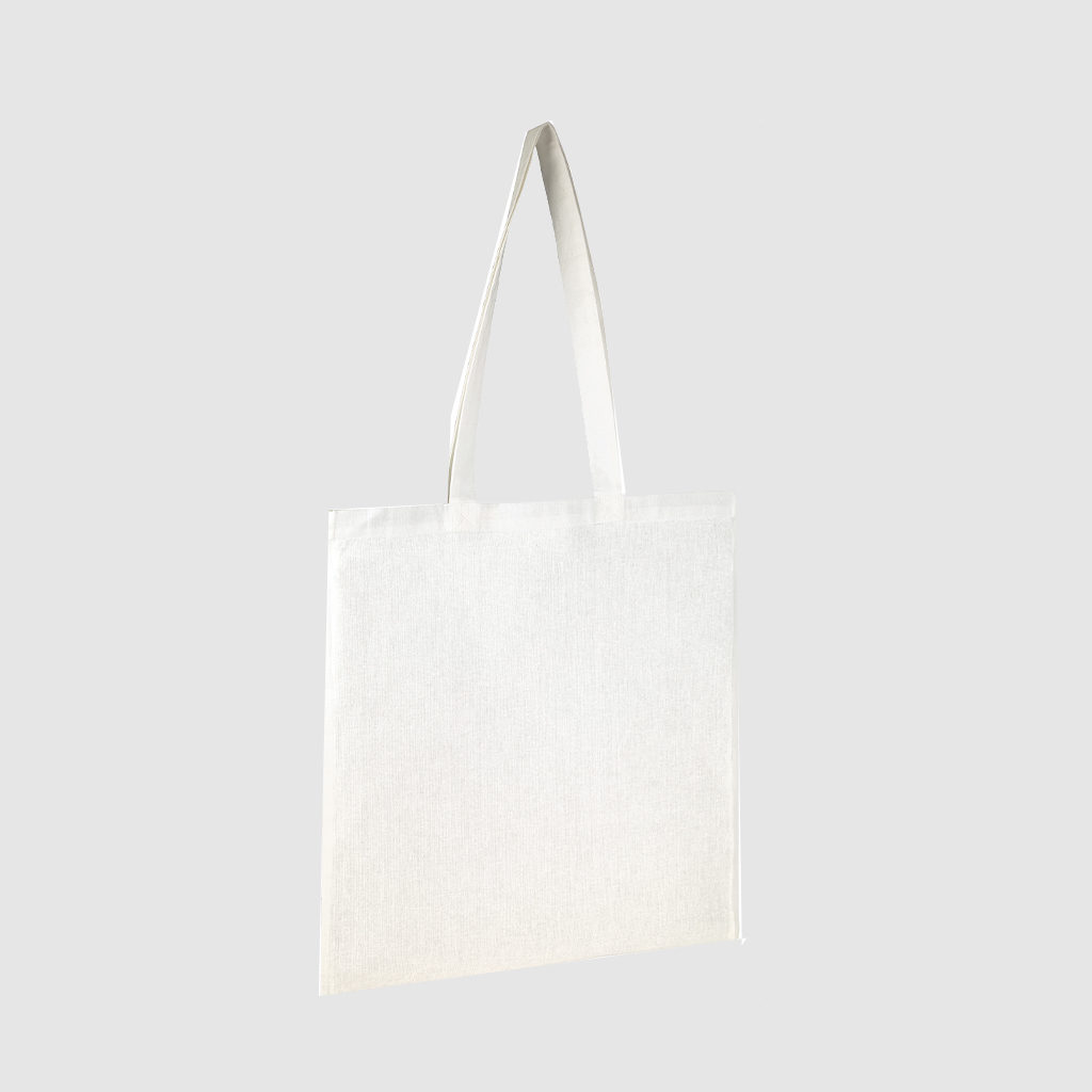 Custom organic gusset tote bag with short handles and black embroidery, made from organic cotton