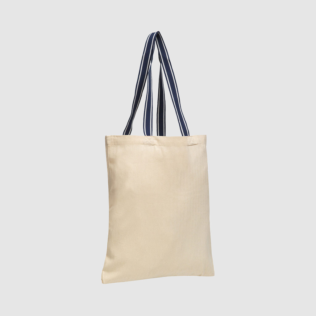 Herringbone tote bag with polyester handles, made with herringbone distinctive cotton