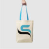 Custom mid weight tote made from tightly woven canvas, with shoulder-carry long handles