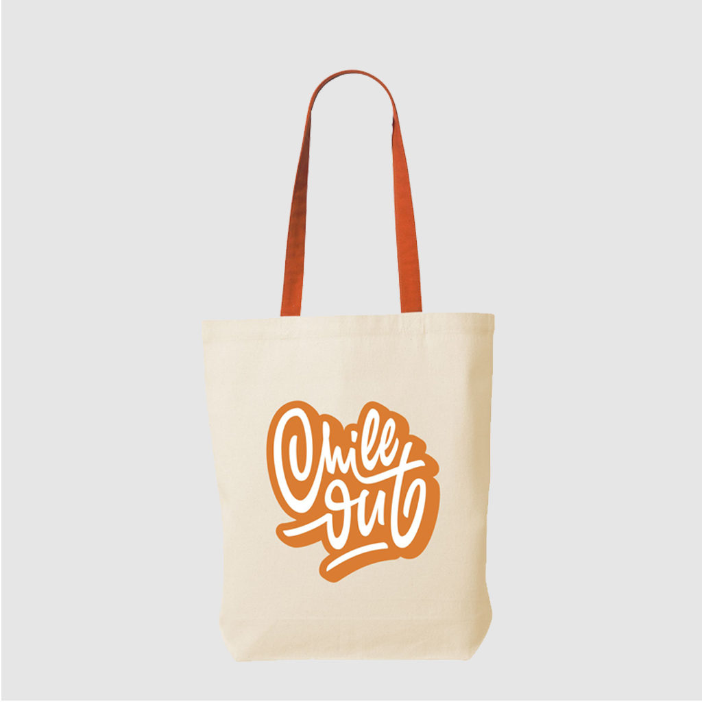 Custom mid weight tote made from tightly woven canvas, with shoulder-carry long handles