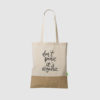 Custom organic cotton and jute tote bag, with long handles