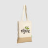 Custom organic cotton and jute tote bag, with long handles