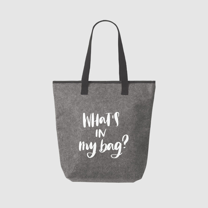 Custom RPET Felt Cooler Bag with long handles and an insulating layer