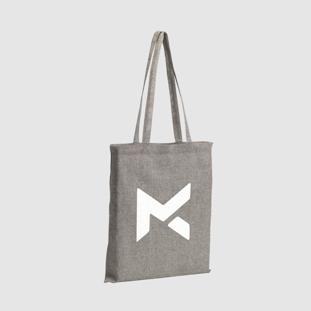 Custom recycled eco cotton tote bags with long handles