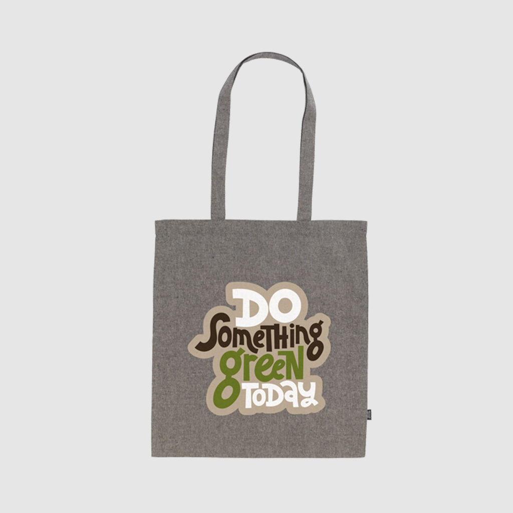 Custom recycled eco cotton tote bags with long handles