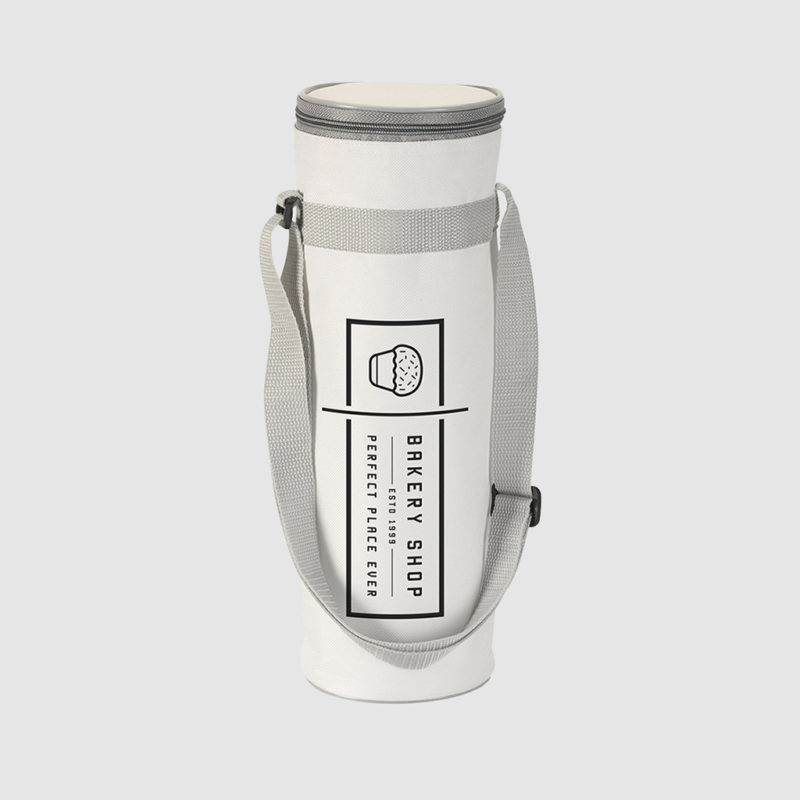 Custom bottle cooler with long adjustable strap, made from polyester