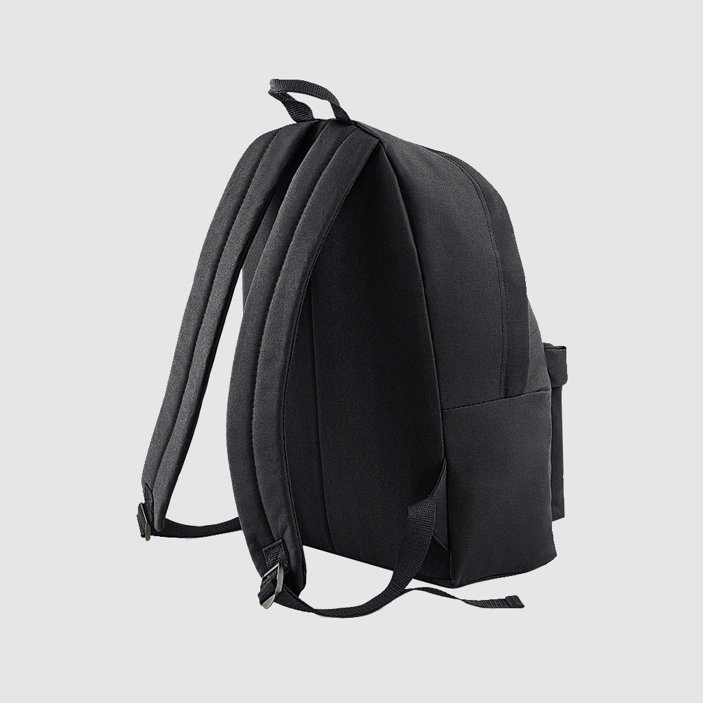 Custom black polyester rucksack with comfortable handles and 600D Polyester, customisation options available
