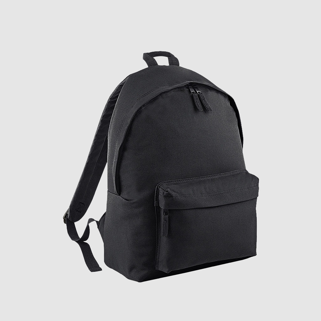Custom black polyester rucksack with comfortable handles and 600D Polyester, customisation options available