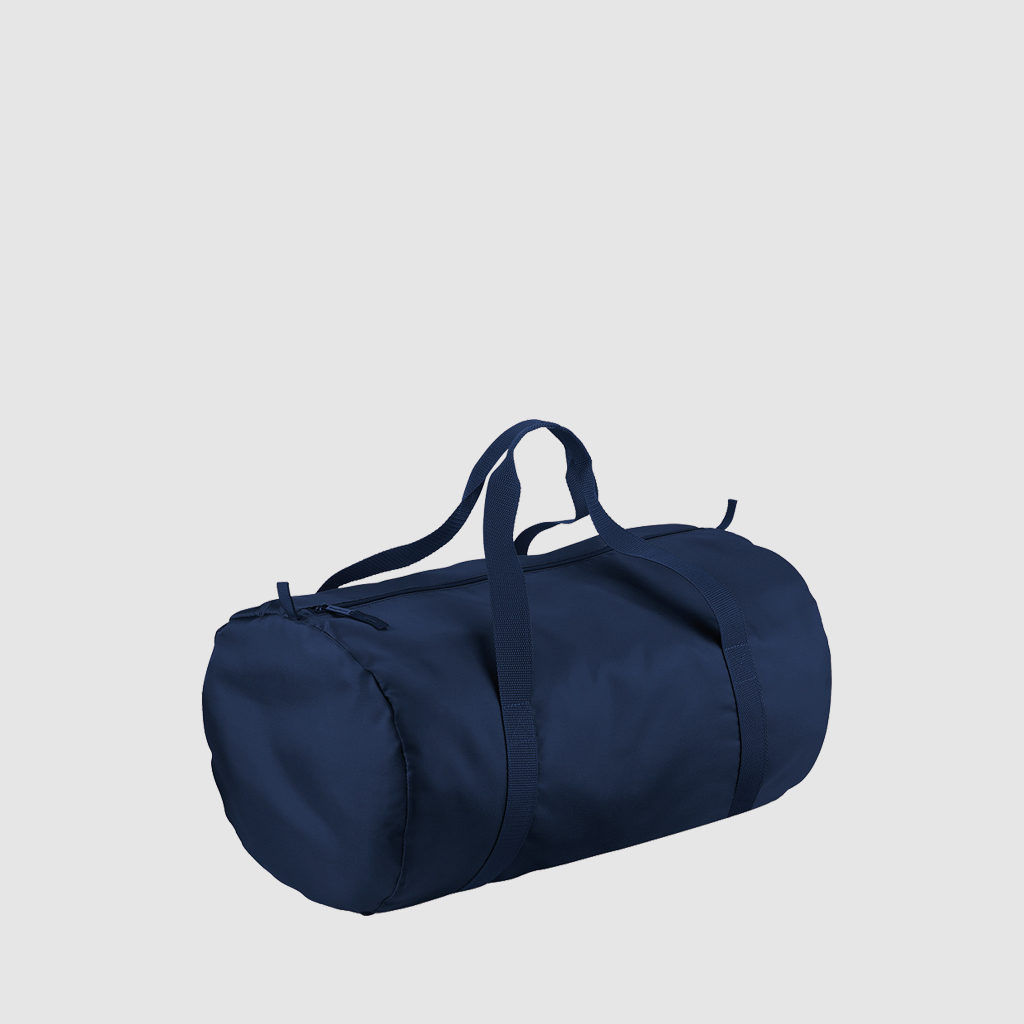 Custom black barrel bag