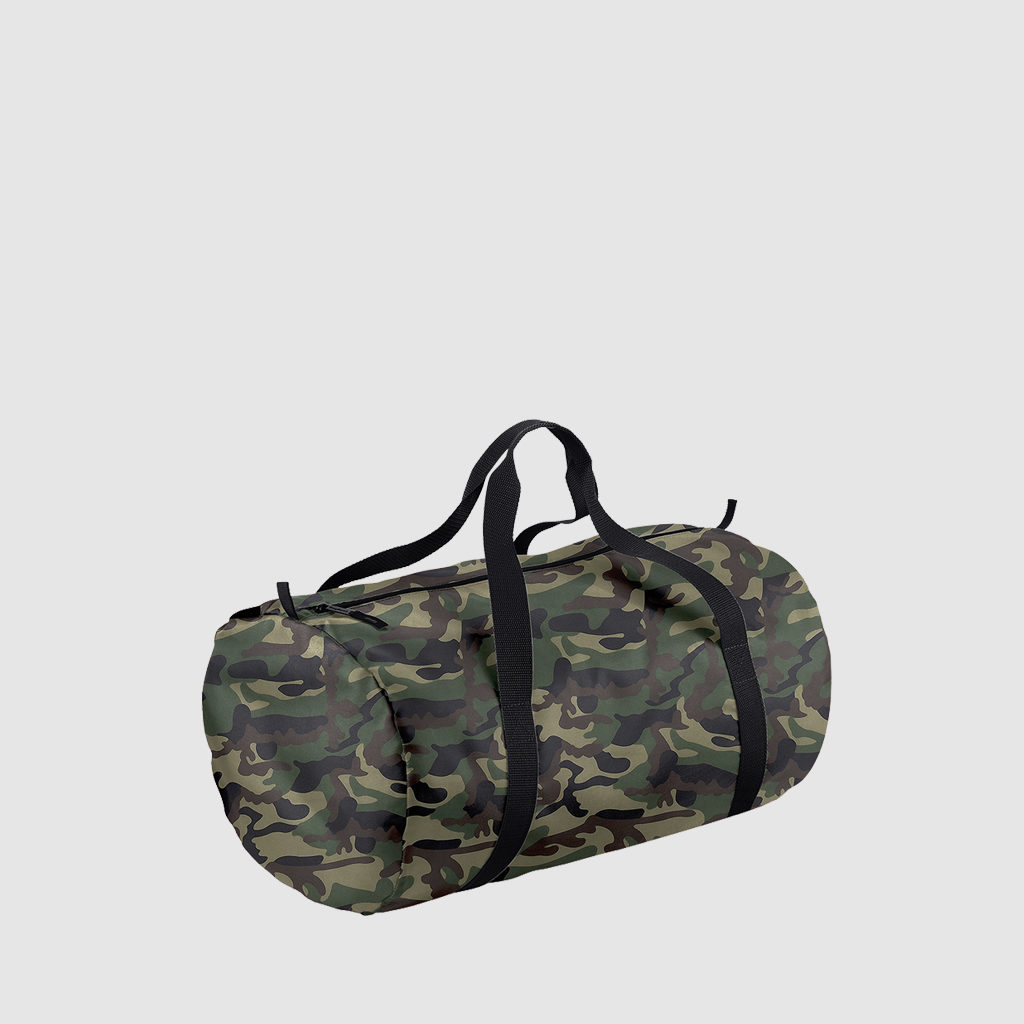 Custom black barrel bag