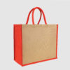 Custom pop jute tote bag with cotton webbed handles