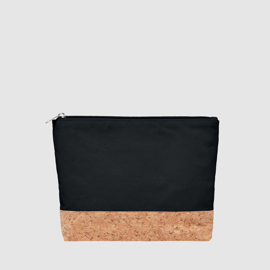 Custom cosmetic bag with natural cork base