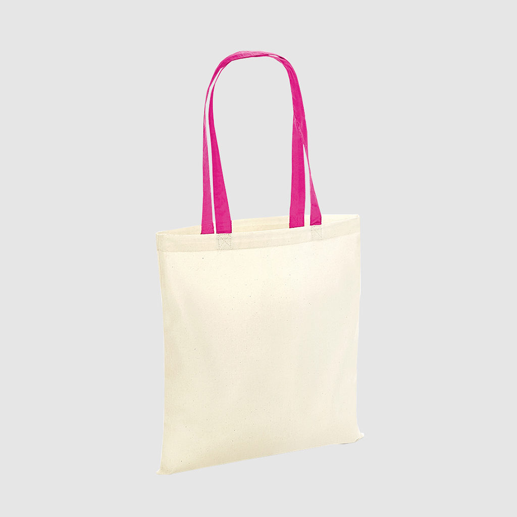Custom lightweight tote bag with contrasting handles, lightweight bag