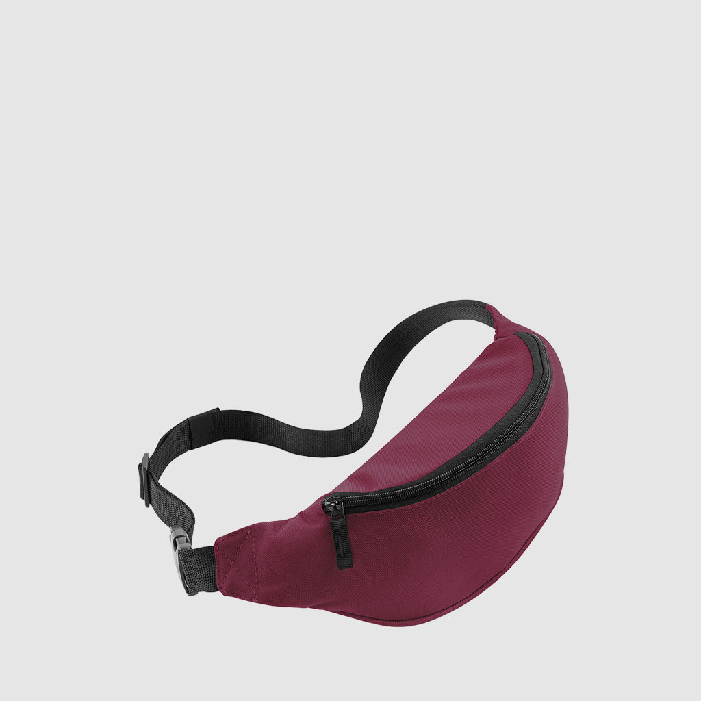 Custom classic bum bag with an adjustable waist strap, a back pocket and front pocket
