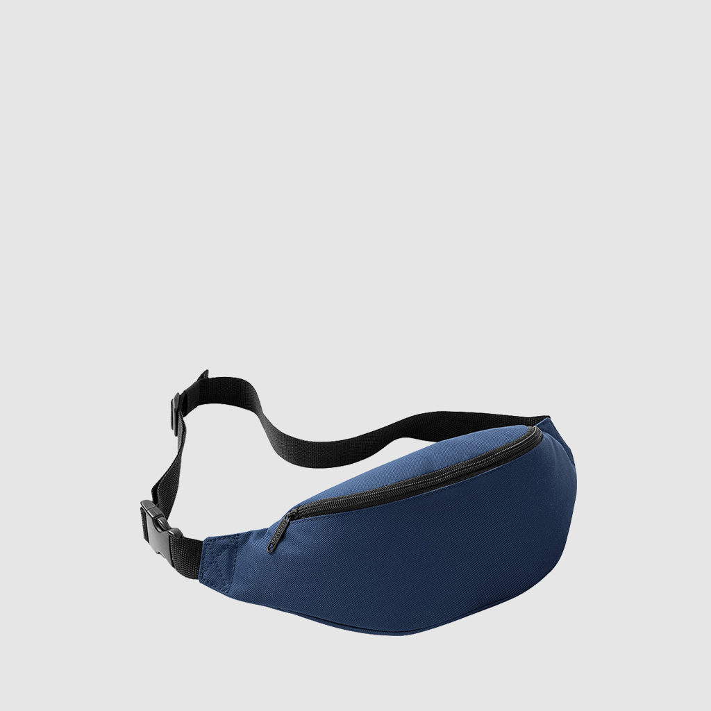 Custom classic bum bag with an adjustable waist strap, a back pocket and front pocket