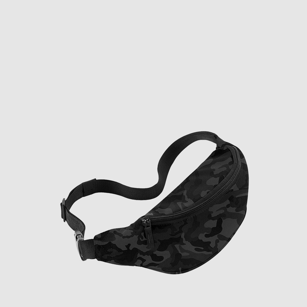 Custom classic bum bag with an adjustable waist strap, a back pocket and front pocket