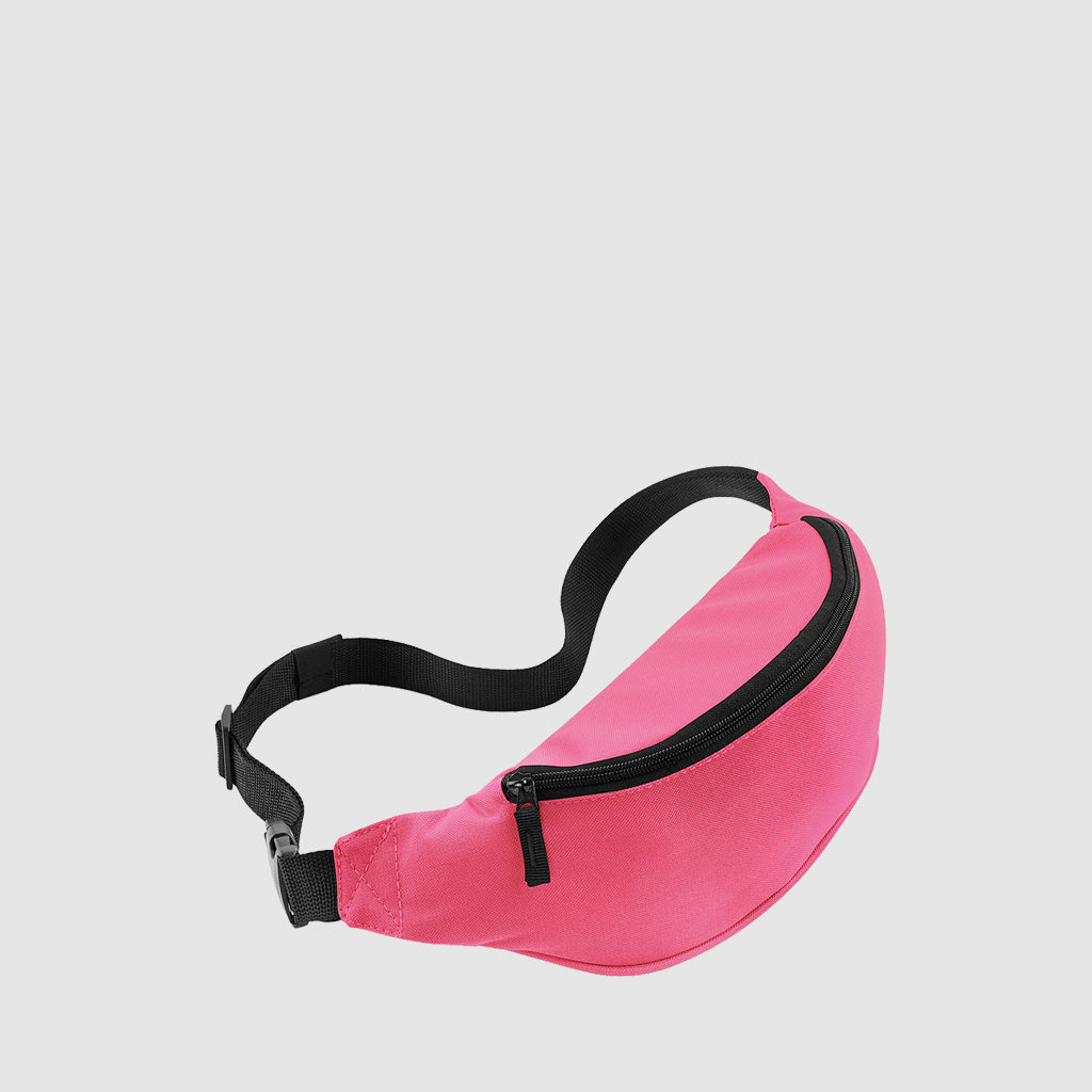 Custom classic bum bag with an adjustable waist strap, a back pocket and front pocket