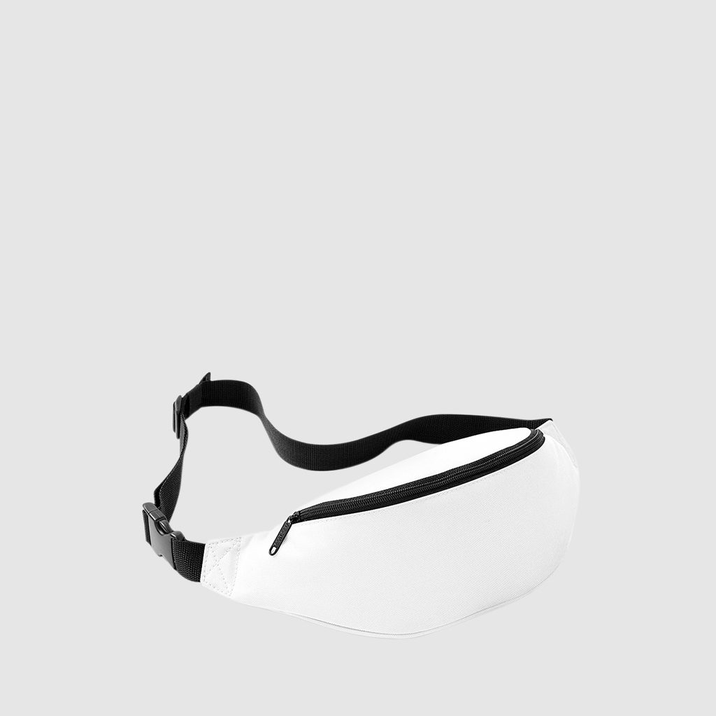 Custom classic bum bag with an adjustable waist strap, a back pocket and front pocket