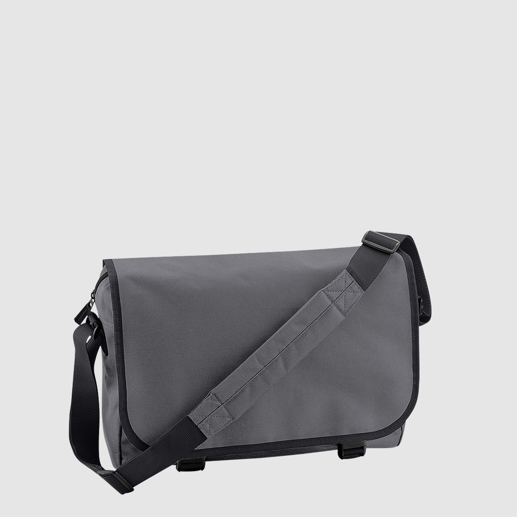 Custom messenger bag with long handles and front zip pockets