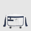 Custom messenger bag with long handles and front zip pockets