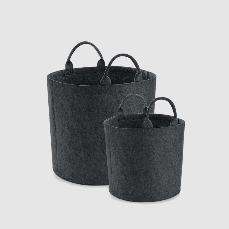Custom felt storage trug made from polyester trug, with small carry handles