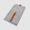 open felt folder with brown embossed strap