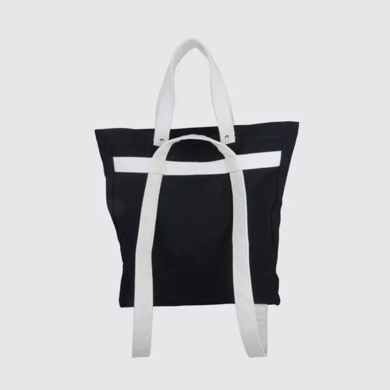 canvas backpack tote bag in black and white