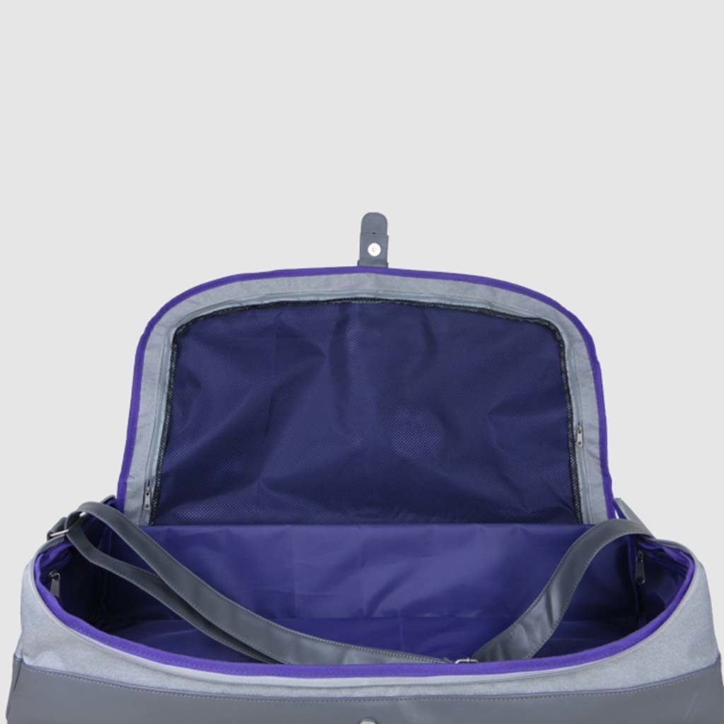 custom vegan yoga bag in grey and purple