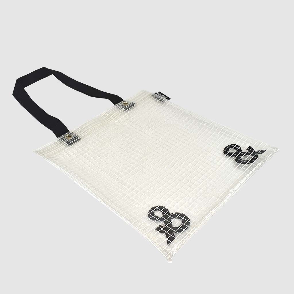 Custom branded transparent Reinforced Tarpaulin bag with print