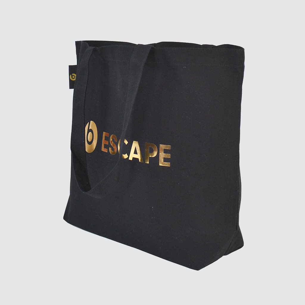 gold mirror print on bag in black