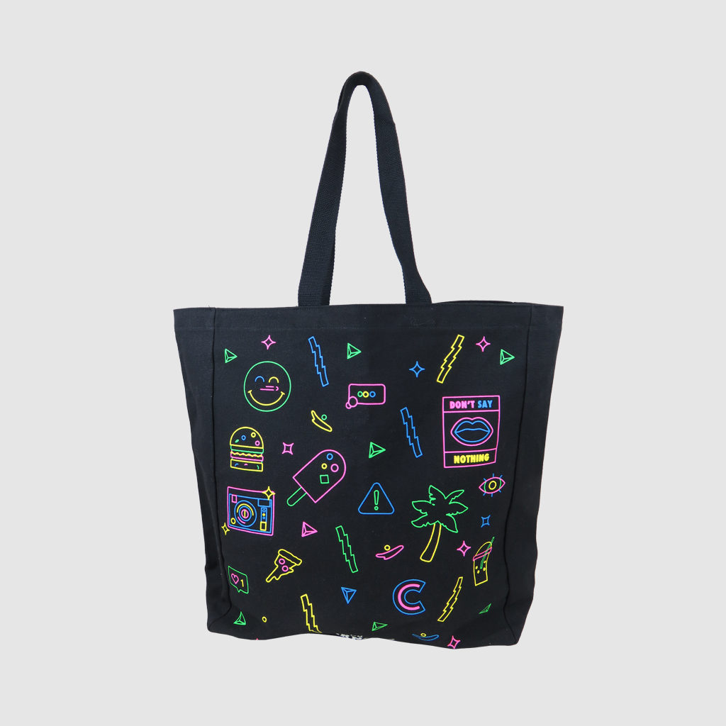 neon print on bag