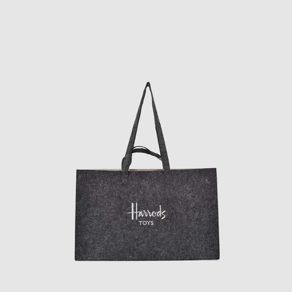 felt bag in grey with Harrods embroidery
