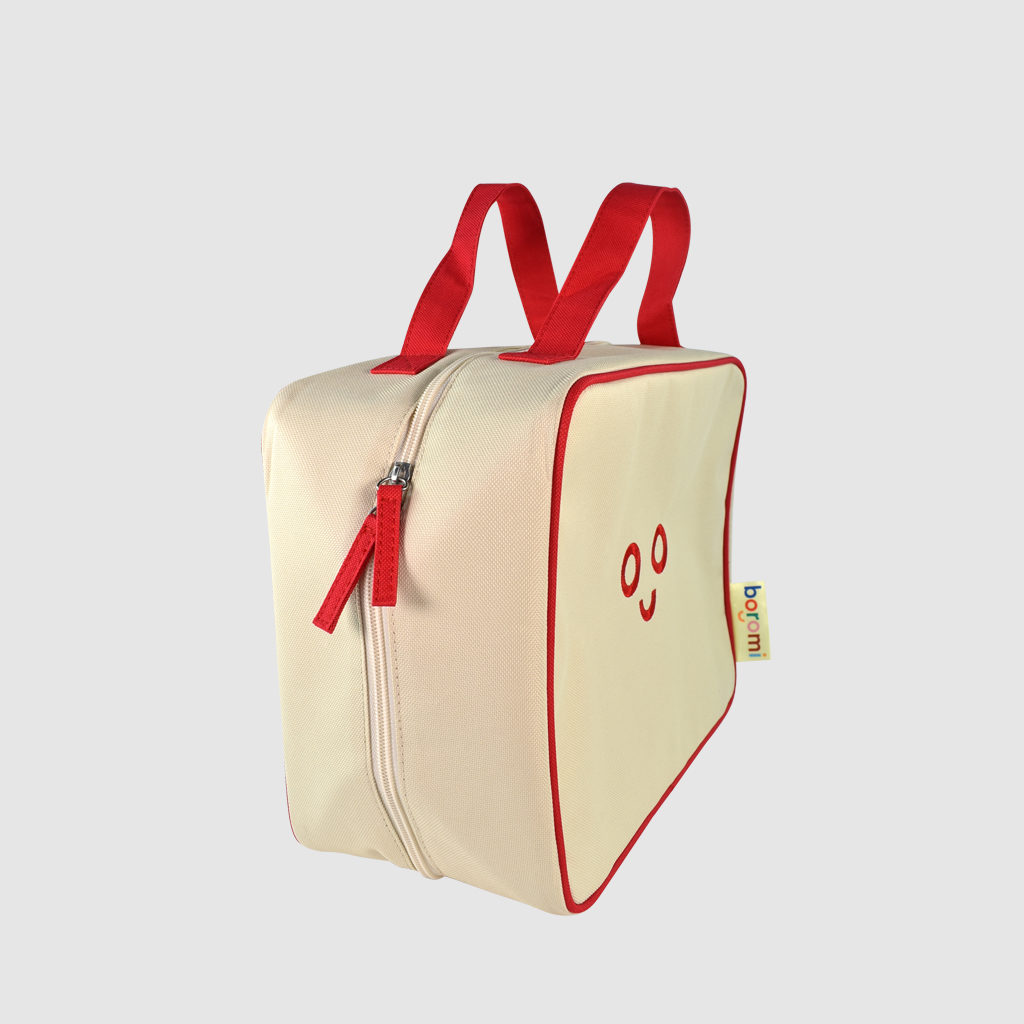 Bespoke carry case with red trim and embroidery