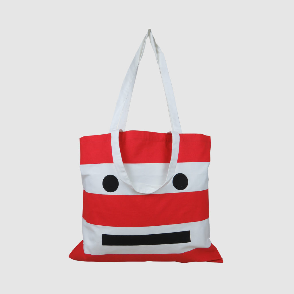 custom striped tote bag with short and long handles