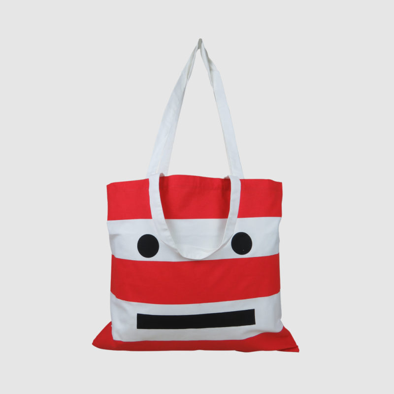 custom striped tote bag with short and long handles