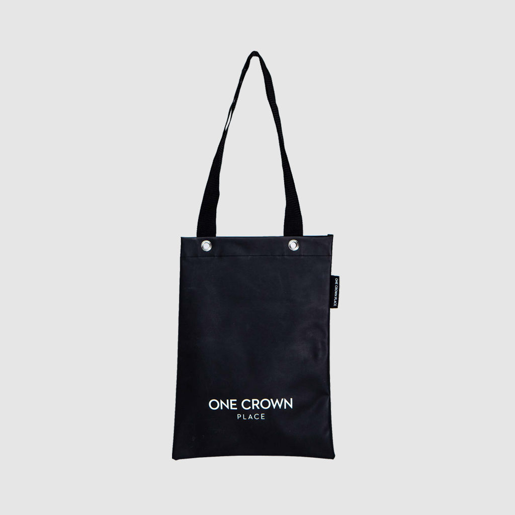 contemporary custom tote bag in black PVC
