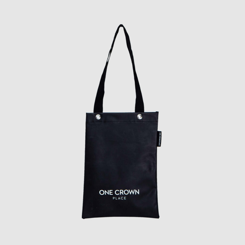 contemporary custom tote bag in black PVC