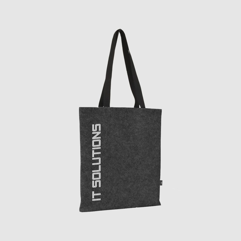 Dark Grey Felt Tote Bag with Digital Print Artwork