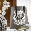 Light Grey Felt Tote Bag with Black Woven Handles