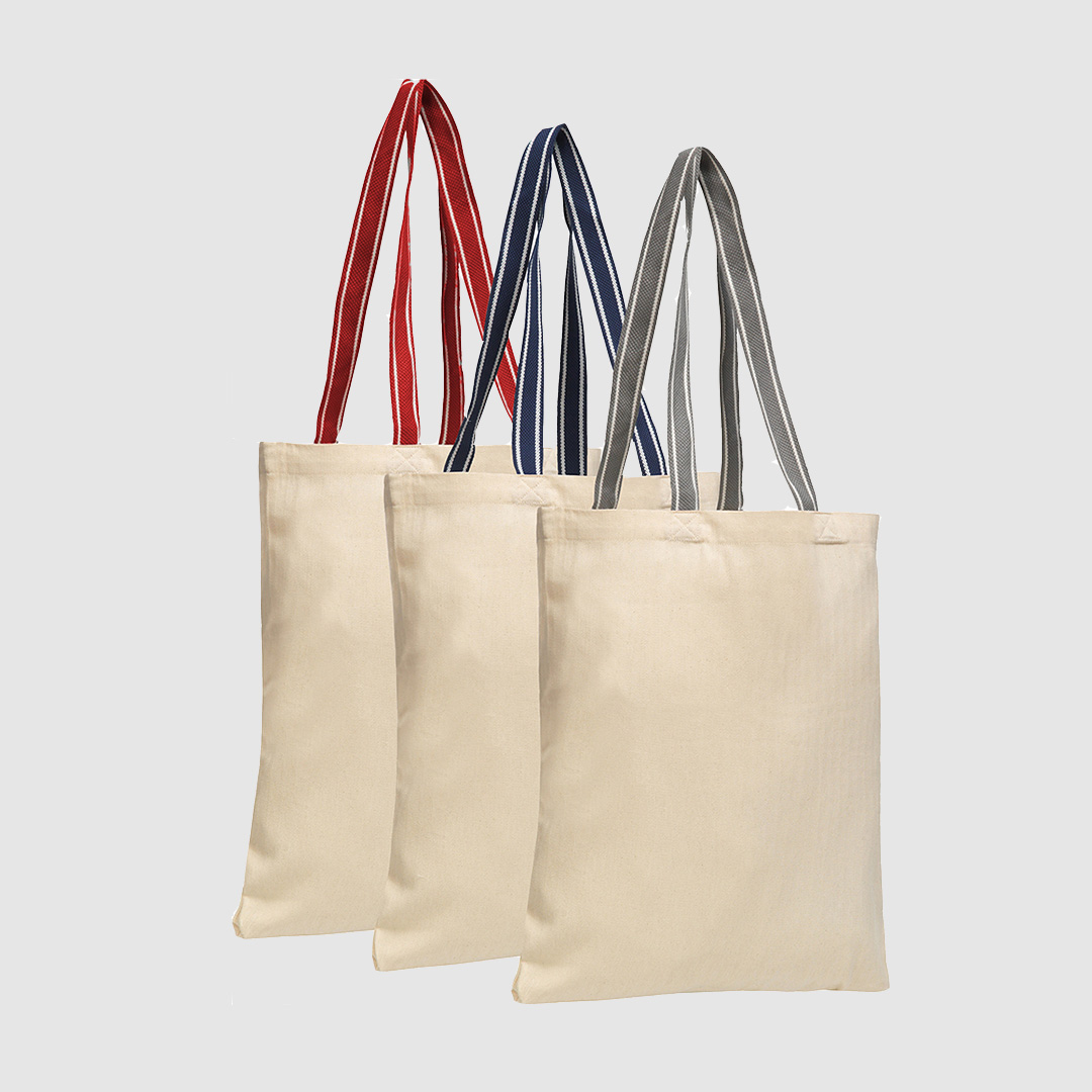 Personalized Herringbone Cotton Canvas Grocery Tote Bags