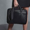 Women Holding Black Leather Look Laptop Carry Bag