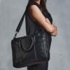 Women Wearing Black Leather Look Laptop Carry Bag